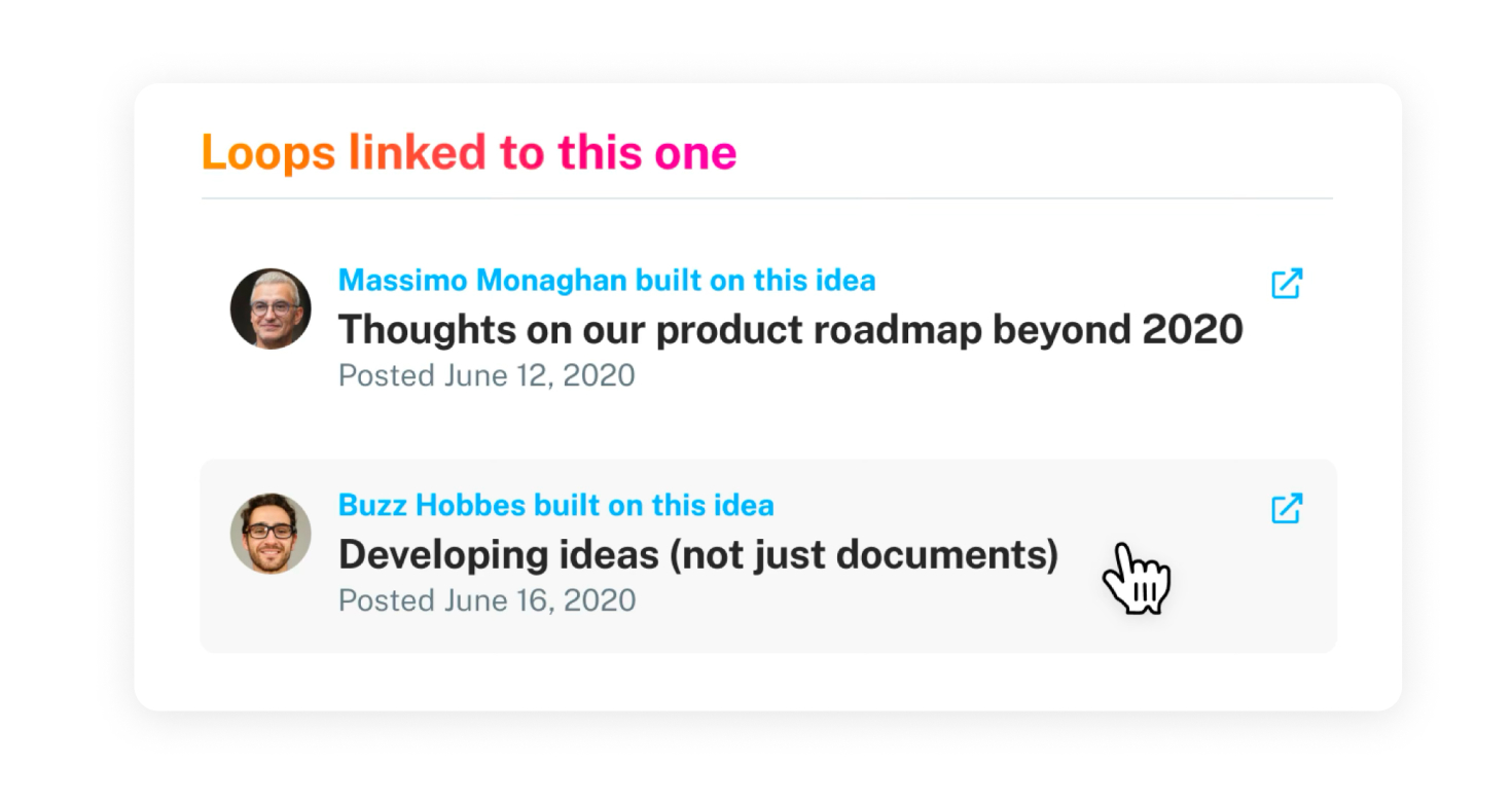 An example of the 'Loops linked to this one' module at the end of a document.